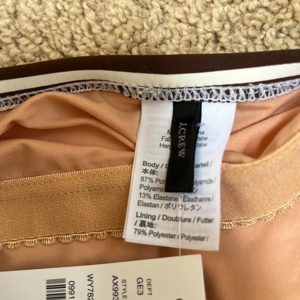 New! J. CREW Size 10 Brown striped one piece bandeau swimsuit